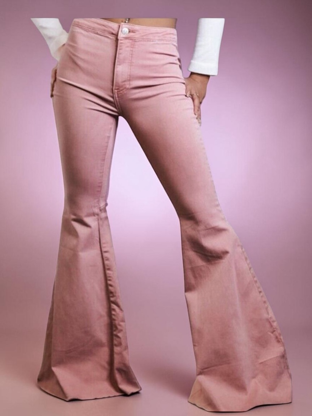 We the Free Just Float On Ultra Flare High Rise Jeans in Dusty Mauve